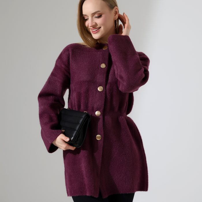 Moxsira Noir Uzun Gold Düğmeli Ceket