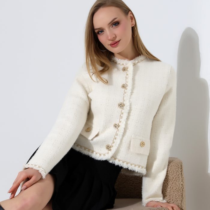 Moxsira Ivory Gold Düğmeli Kısa Ceket