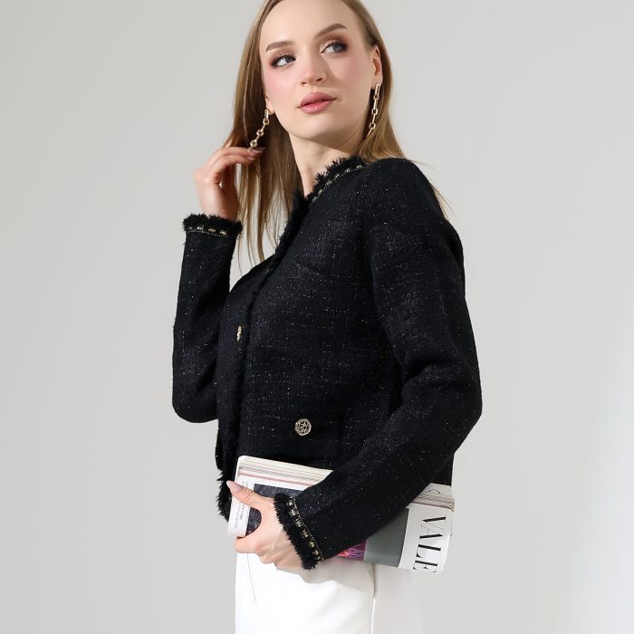 Moxsira Noir Gold Düğmeli Klasik Ceket